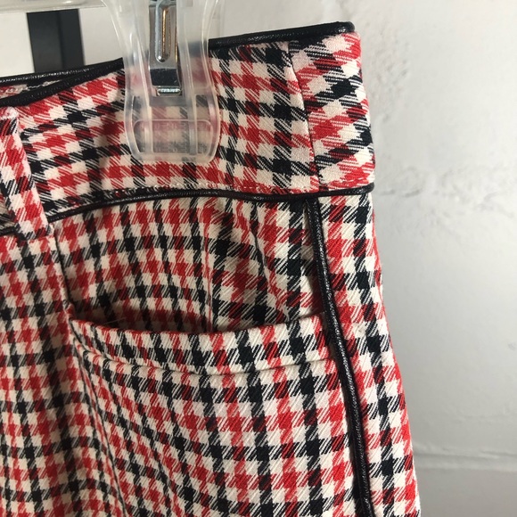 Banana Republic Sloan Red Black Houndstooth Plaid Ankle WOMEN'S Pants Size 6S - Picture 3 of 9